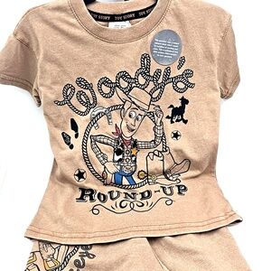 Disney Toy Story Outfit Size 2T Boys Woody's Round Up Matching 2pc Set Top Short